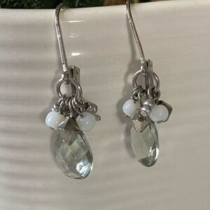 Elegant Silver and White Dangle Earrings